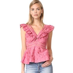 Rebecca Taylor Aly Floral Jacquard Peplum Blouse